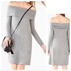 ⬇️ BCBG Abril Off-The-Shoulder Grey Dress